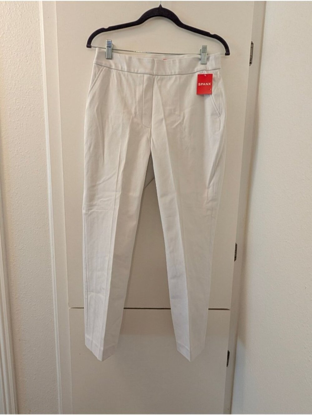 Spanx Womens White Slim Fit Ankle Pants With Pockets Size M